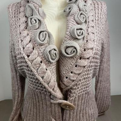 Rose collar cardigan sweater Large