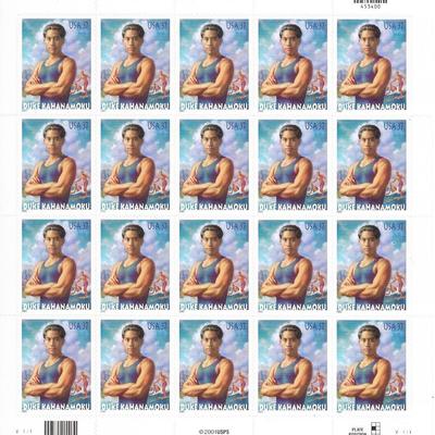 Duke Kahanamoku USA Stamp Sheet