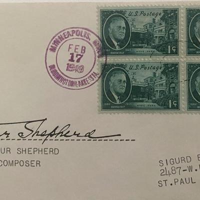 Composer Arthur Shepherd signed 1949 cover