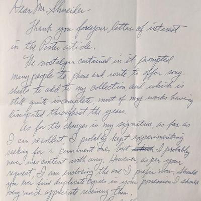Sydney Leff signed letter 