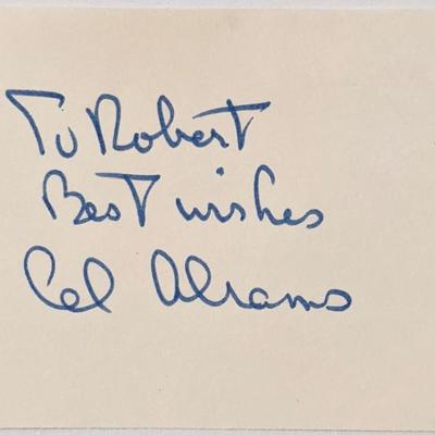 Sportswriter Al Abrams signed note