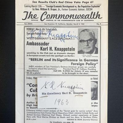 Ambassador Karl H. Knappstein Signed The Commonwealth Journal