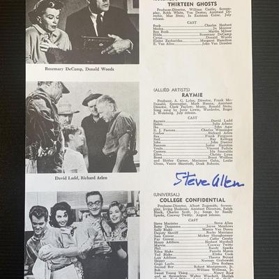 Steve Allen Signed Cast List