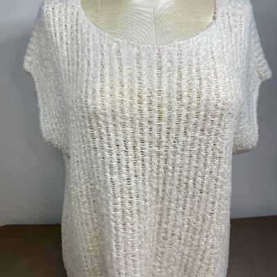 Eileen Fisher Cream Eyelash top L