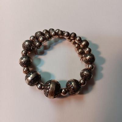 CAROLYN POLLACK STERLING SILVER BEADED BRACELET