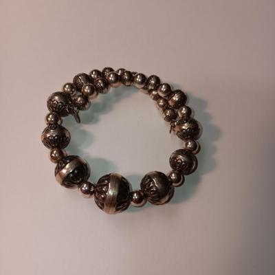CAROLYN POLLACK STERLING SILVER BEADED BRACELET