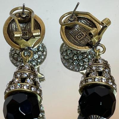 Heidi Daus Black crystal beaded drop earrings