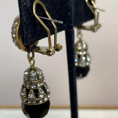 Heidi Daus Black crystal beaded drop earrings