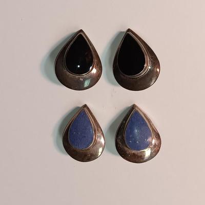 2 PAIRS OF STERLING SILVER CLIP ON EARRINGS