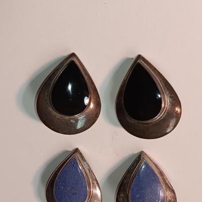 2 PAIRS OF STERLING SILVER CLIP ON EARRINGS