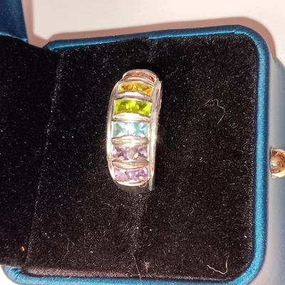 STERLING SILVER RING WITH PASTEL STONES