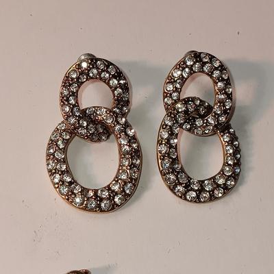 10K & STERLING HEART SHAPED EARRINGS PLUS 2 PAIRS OF SILVER-TONE EARRINGS