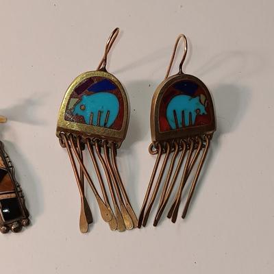 STERLING EARRINGS WITH BROWN STONES PLUS 2 OTHER PAIRS OF EARRINGS