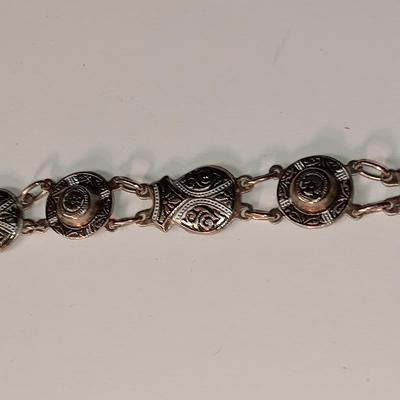 2 BRACELETS (1 MARKED SPAIN) AND 3 PAIRS OF PIERCED EARRINGS