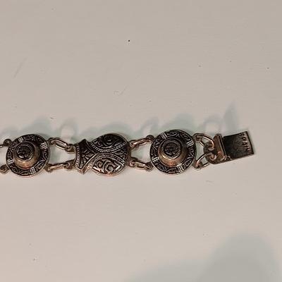 2 BRACELETS (1 MARKED SPAIN) AND 3 PAIRS OF PIERCED EARRINGS