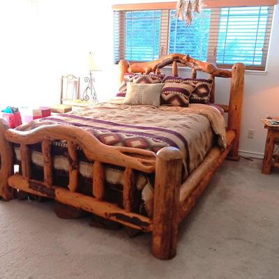 GORGEOUS! 1 OF A KIND! QUEEN SIZE PINE LOG BED