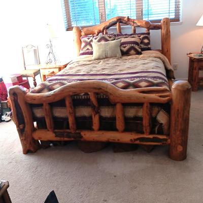 GORGEOUS! 1 OF A KIND! QUEEN SIZE PINE LOG BED