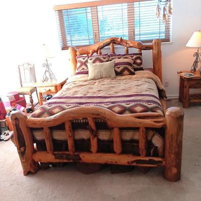 GORGEOUS! 1 OF A KIND! QUEEN SIZE PINE LOG BED