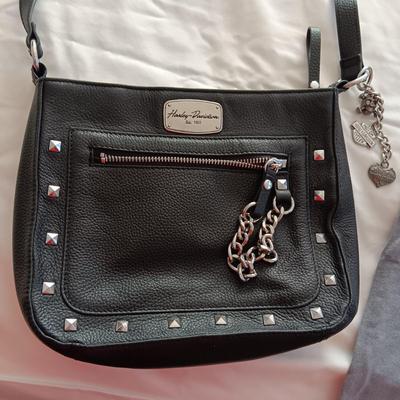 HARLEY DAVIDSON LEATHER PURSE AND LADIES LARGE SHIRT