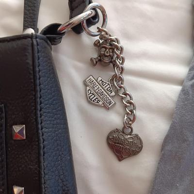 HARLEY DAVIDSON LEATHER PURSE AND LADIES LARGE SHIRT