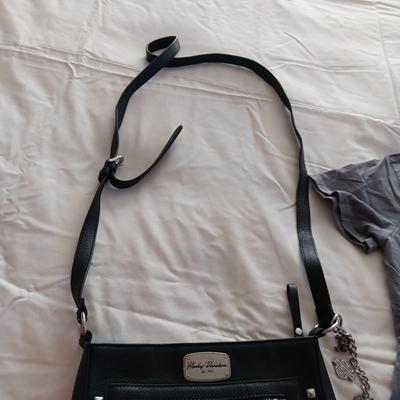 HARLEY DAVIDSON LEATHER PURSE AND LADIES LARGE SHIRT
