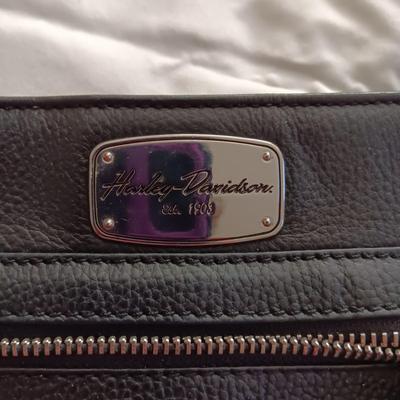 HARLEY DAVIDSON LEATHER PURSE AND LADIES LARGE SHIRT