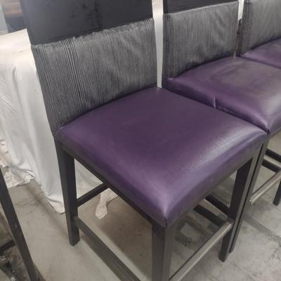 Set of Three Commercial Grade Bar Stools with Padded Seat and Back