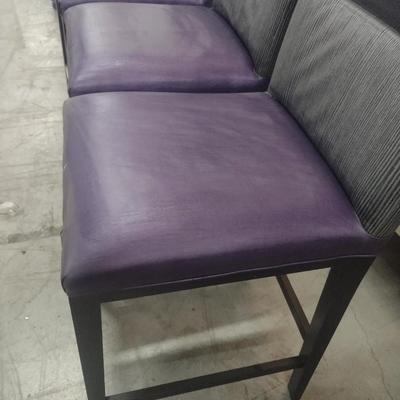 Set of Three Commercial Grade Bar Stools with Padded Seat and Back