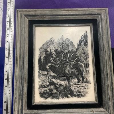 Vintage 1970’s Bugling Elk Etched In Marble.