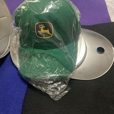 John Deere Hat Tin With New Hat with tags Inside.