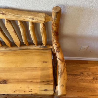 BEAUTIFUL LOG BENCH WITH BACK AND ARMS