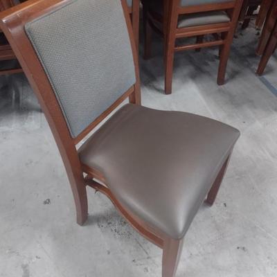 Set of Six Commercial Grade Wood Framed Cushioned Seat and Back Dining Chairs Choice B