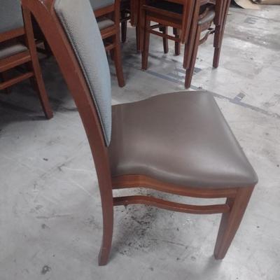 Set of Six Commercial Grade Wood Framed Cushioned Seat and Back Dining Chairs Choice B