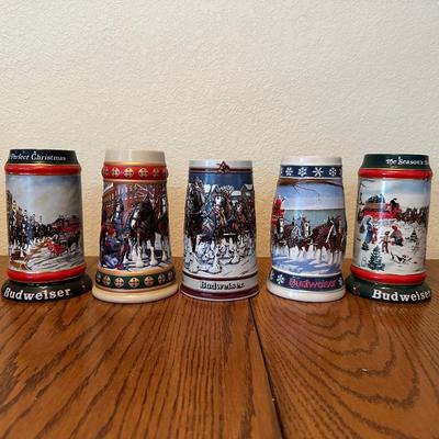 ARRAY OF BUDWEISER STEINS