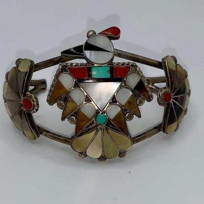 Vintage Native American Zuni Pawn Silver Bracelet