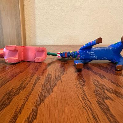 ALEBRIJE HORSE AND ARMADILLO - HAND PAINTED AND WOOD CARVED