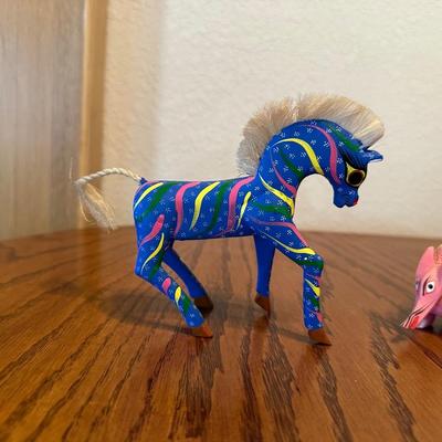 ALEBRIJE HORSE AND ARMADILLO - HAND PAINTED AND WOOD CARVED