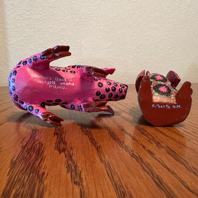 SIGNED WOOD CARVED AND HAND PAINTED - OAXACAN ALEBRIJES
