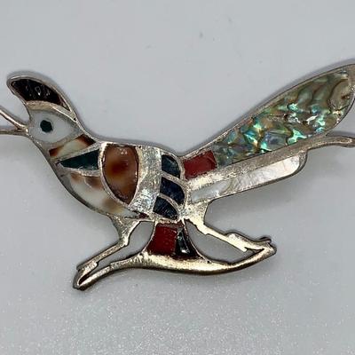 Vintage Native American Zuni Roadrunner Brooch/Pin