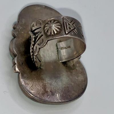Large Native American Sterling Silver and Turquoise Ring