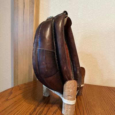 SMALL HORSE COLLAR, SIGNED GOURD AND HORSESHOE MIRROR