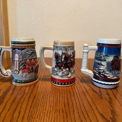 VARIOUS BUDWEISER STEINS