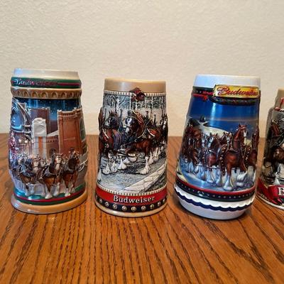 VARIOUS BUDWEISER STEINS