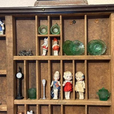 PRINTERS DRAWER SHADOW BOX WITH SOME GREAT TRINKETS AND MINIATURE TREASURES