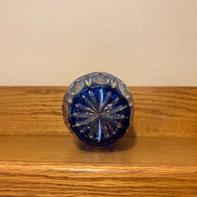 WESTERN GERMANY, COBALT BLUE CUT GLASS VASE