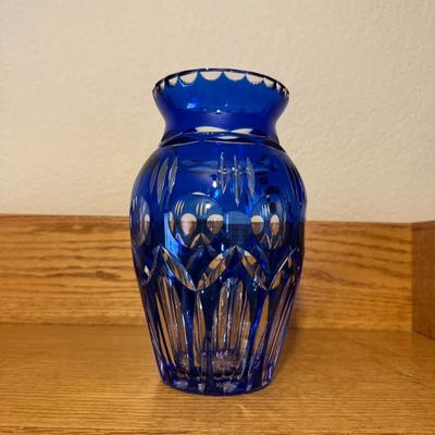 WESTERN GERMANY, COBALT BLUE CUT GLASS VASE