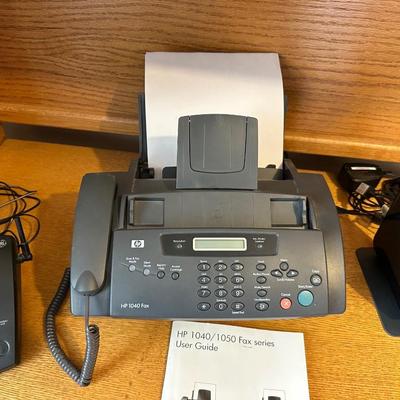 HP FAX MACHINE, GE CORDLESS HOME PHONE AND NETGEAR ROUTER