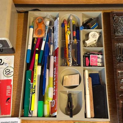 NEW DIGITAL AM/FM ALARM CLOCK, ELECTRIC PENCIL SHARPENER AND OFFICE SUPPLIES