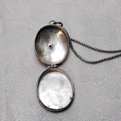 Antique Garnet 925 Pill Box 17" Necklace