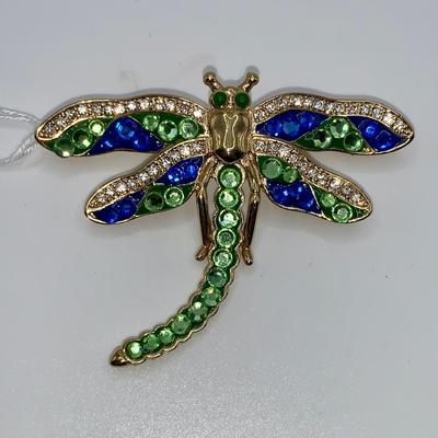 Suzanne Bjontegard Costume Jewelry Dragonfly Brooch/Pin